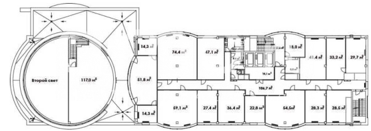 Планировка офиса 150-773 м², 6 этаж, БЦ «Венский дом»