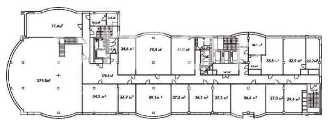 Планировка офиса 100-1283 м², 4 этаж, БЦ «Венский дом»