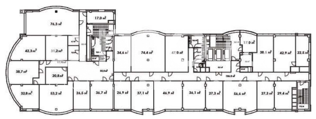 Планировка офиса 100-1255 м², 3 этаж, БЦ «Венский дом»